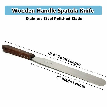 A2Z Scilab Icing Spatula Straight 8 Long Plain Blade Sturdy Wood Handle, Total Length 12.4 A2Z-ZR-WHS8